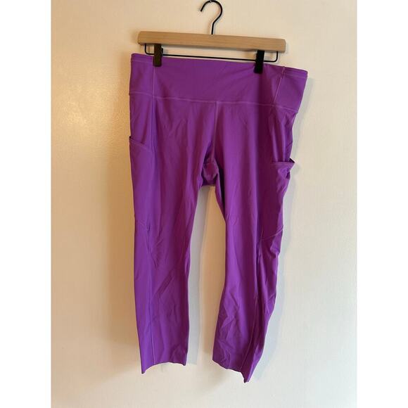 Lululemon Fast & Free High-Rise Crop 23” Moonlit Magenta Quick Dry Run Size 14 - Picture 2 of 6